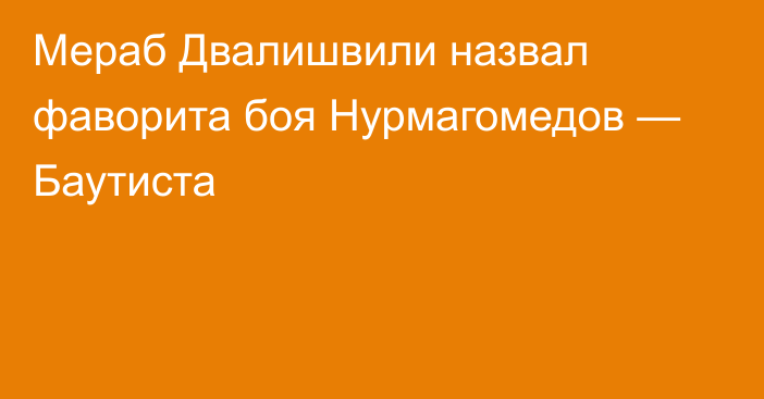 Мераб Двалишвили назвал фаворита боя Нурмагомедов — Баутиста