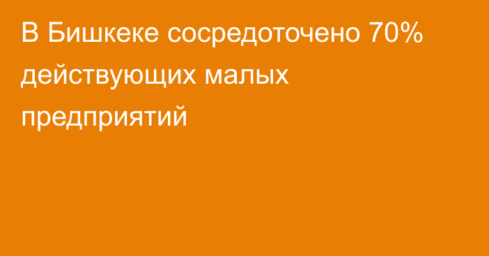В Бишкеке сосредоточено 70% действующих малых предприятий