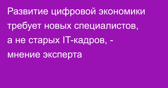 Развитие цифровой экономики требует новых специалистов, а не старых IT-кадров, - мнение эксперта