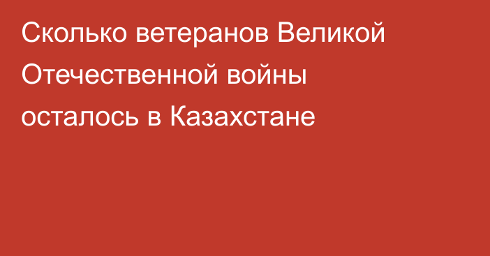 Сколько ветеранов Великой Отечественной войны осталось в Казахстане