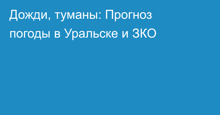 Дожди, туманы: Прогноз погоды в Уральске и ЗКО