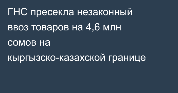ГНС пресекла незаконный ввоз товаров на 4,6 млн сомов на кыргызско-казахской границе