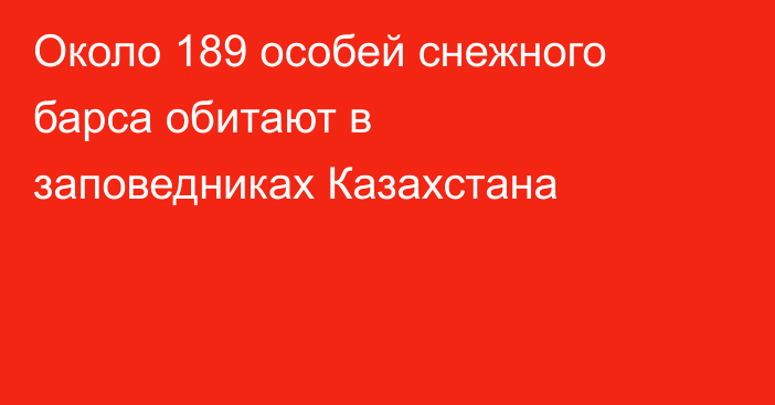 Около 189 особей снежного барса обитают в заповедниках Казахстана