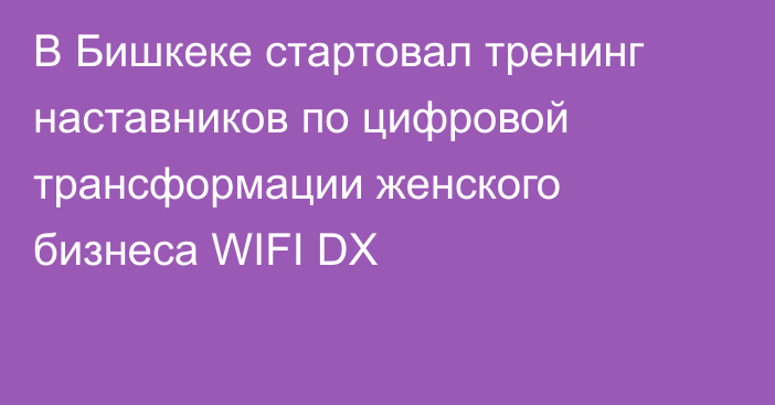 В Бишкеке стартовал тренинг наставников по цифровой трансформации женского бизнеса WIFI DX