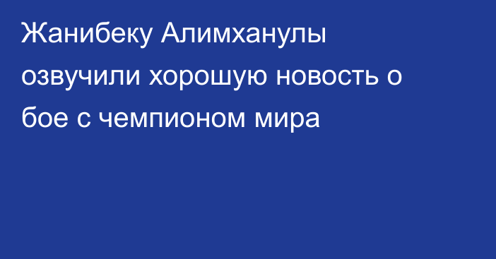 Жанибеку Алимханулы озвучили хорошую новость о бое с чемпионом мира