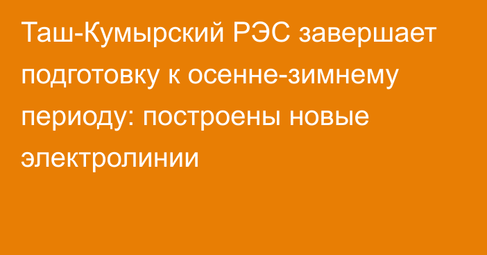 Таш-Кумырский РЭС завершает подготовку к осенне-зимнему периоду: построены новые электролинии