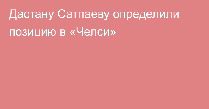 Дастану Сатпаеву определили позицию в «Челси»