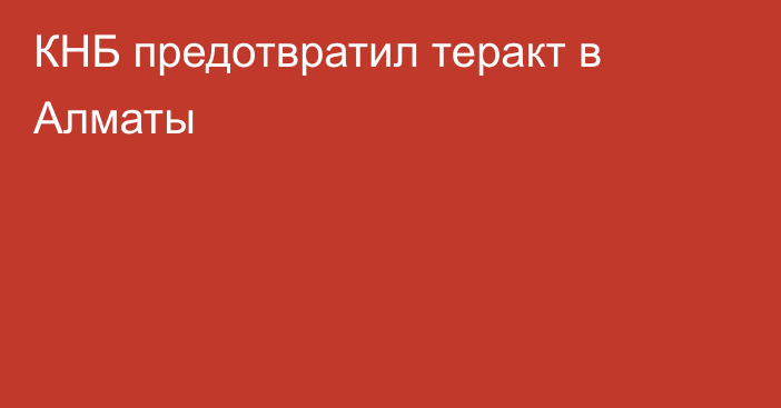 КНБ предотвратил теракт в Алматы