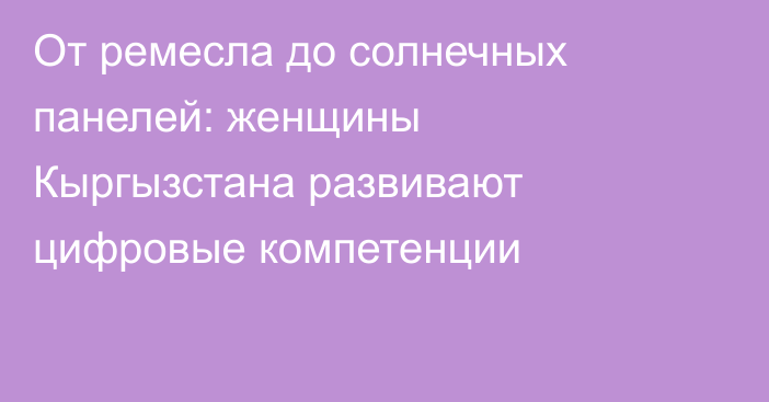 От ремесла до солнечных панелей: женщины Кыргызстана развивают цифровые компетенции