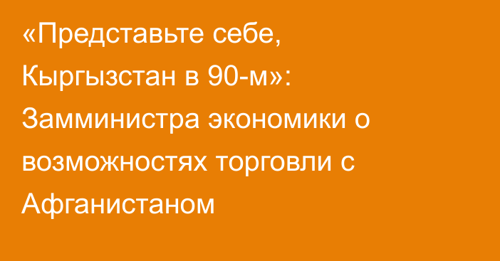 «Представьте себе, Кыргызстан в 90-м»: Замминистра экономики о возможностях торговли с Афганистаном