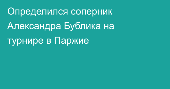 Определился соперник Александра Бублика на турнире в Паржие