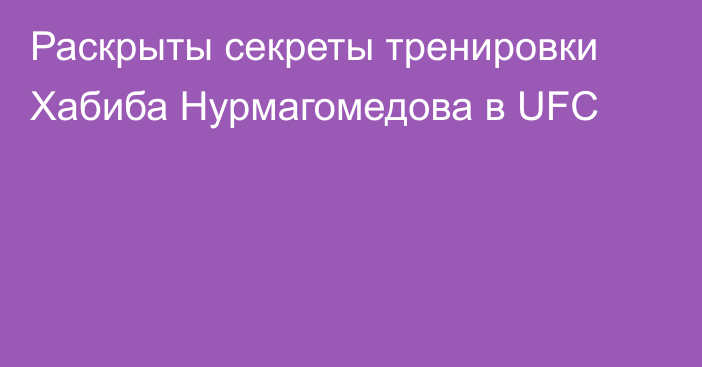 Раскрыты секреты тренировки Хабиба Нурмагомедова в UFC
