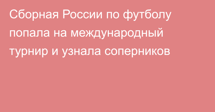 Сборная России по футболу попала на международный турнир и узнала соперников