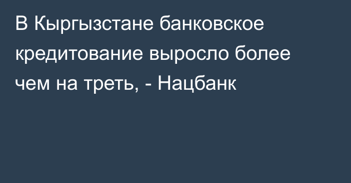 В Кыргызстане банковское кредитование выросло более чем на треть, - Нацбанк 