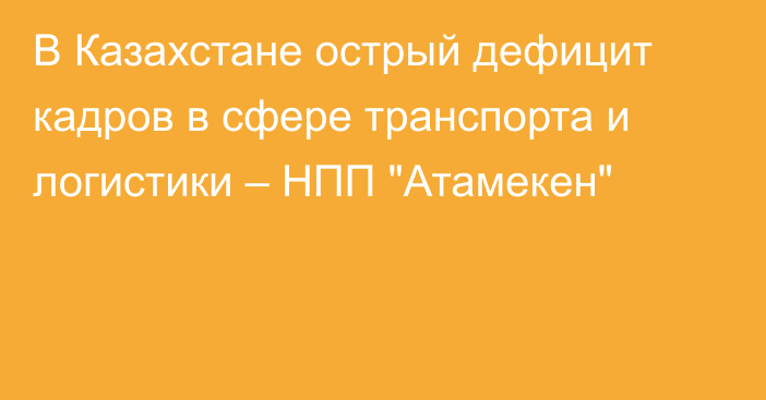 В Казахстане острый дефицит кадров в сфере транспорта и логистики – НПП 