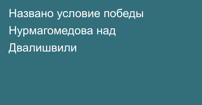 Названо условие победы Нурмагомедова над Двалишвили