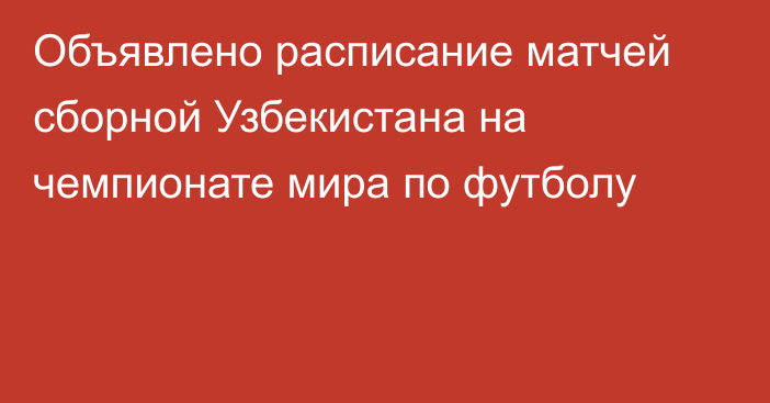Объявлено расписание матчей сборной Узбекистана на чемпионате мира по футболу