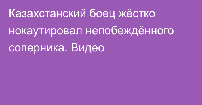 Казахстанский боец жёстко нокаутировал непобеждённого соперника. Видео