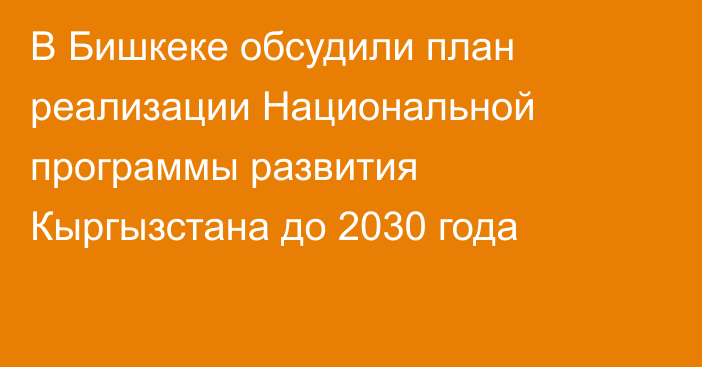 В Бишкеке обсудили план реализации Национальной программы развития Кыргызстана до 2030 года