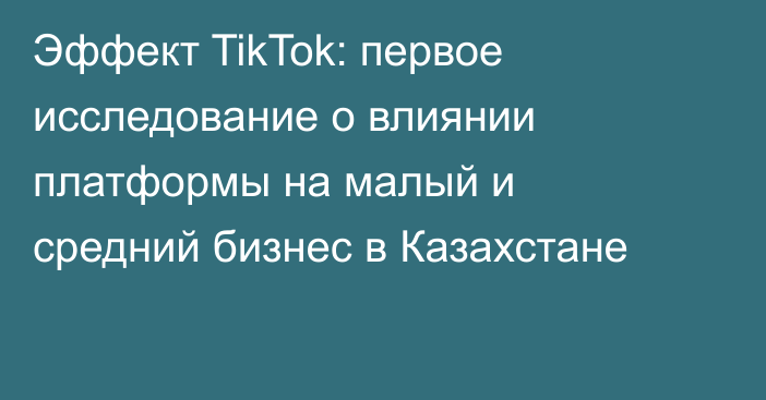 Эффект TikTok: первое исследование о влиянии платформы на малый и средний бизнес в Казахстане