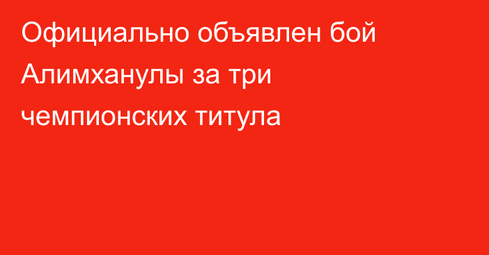Официально объявлен бой Алимханулы за три чемпионских титула