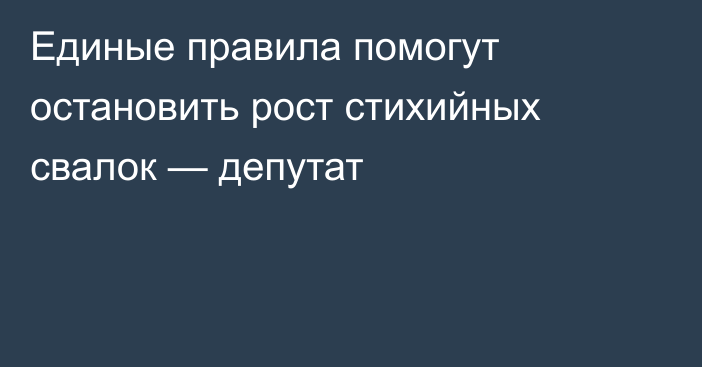 Единые правила помогут остановить рост стихийных свалок — депутат