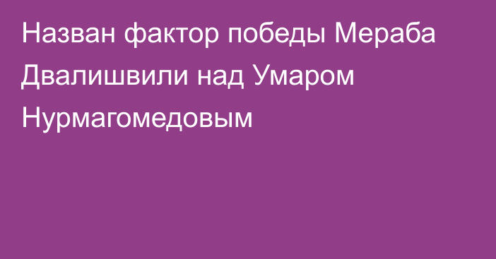 Назван фактор победы Мераба Двалишвили над Умаром Нурмагомедовым