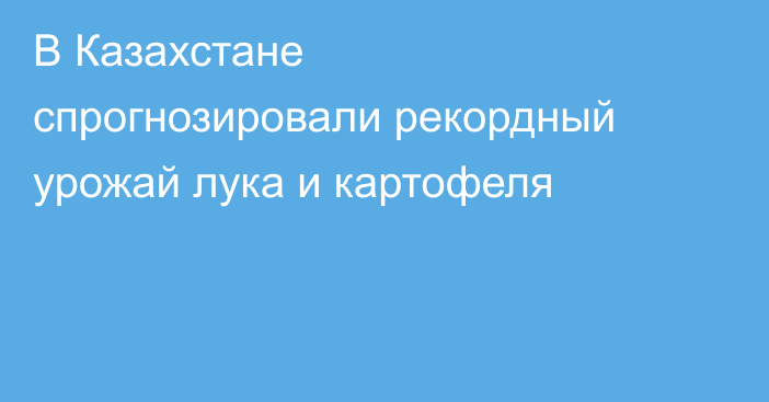 В Казахстане спрогнозировали рекордный урожай лука и картофеля