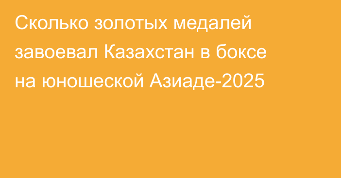 Сколько золотых медалей завоевал Казахстан в боксе на юношеской Азиаде-2025
