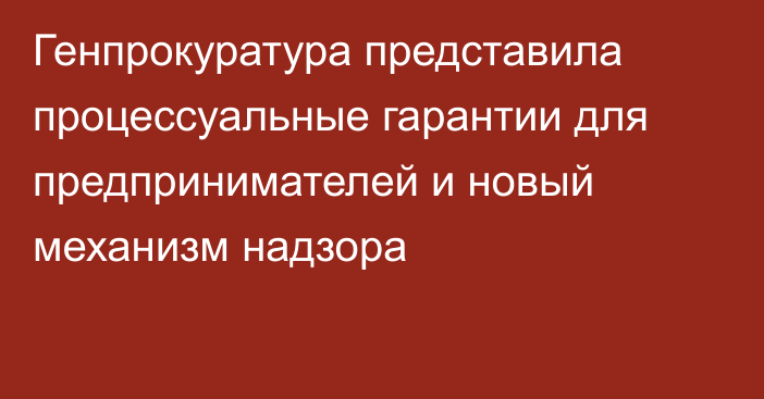 Генпрокуратура представила процессуальные гарантии для предпринимателей и новый механизм надзора