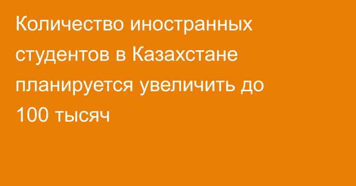 Количество иностранных студентов в Казахстане планируется увеличить до 100 тысяч