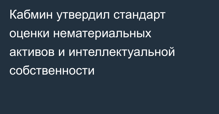 Кабмин утвердил стандарт оценки нематериальных активов и интеллектуальной собственности