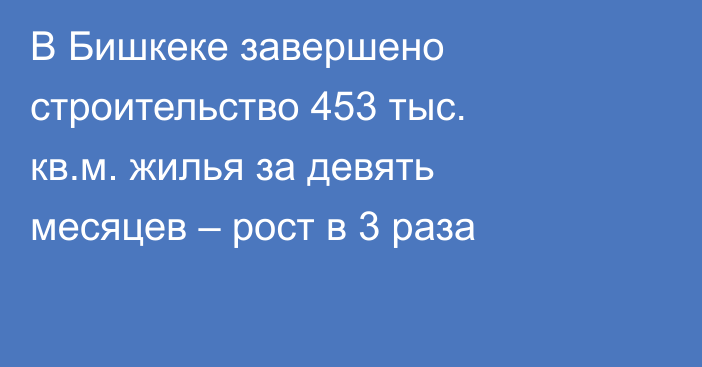 В Бишкеке завершено строительство 453 тыс. кв.м. жилья за девять месяцев – рост в 3 раза