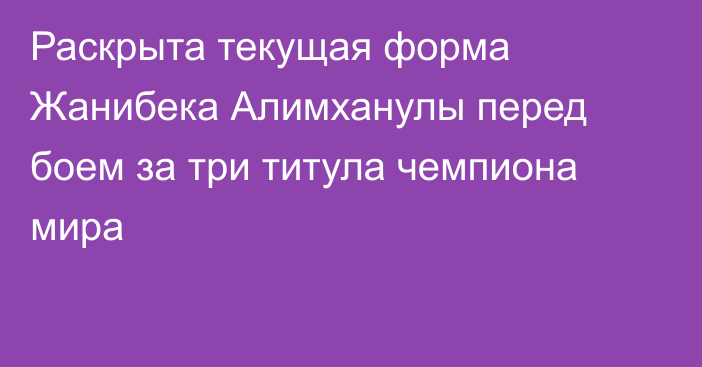 Раскрыта текущая форма Жанибека Алимханулы перед боем за три титула чемпиона мира