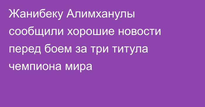 Жанибеку Алимханулы сообщили хорошие новости перед боем за три титула чемпиона мира