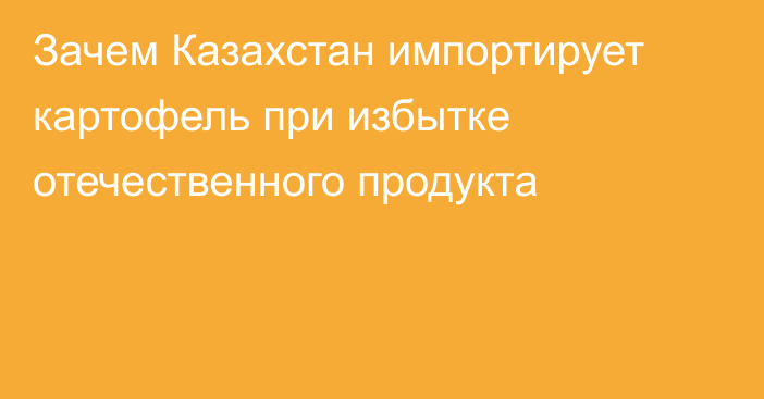 Зачем Казахстан импортирует картофель при избытке отечественного продукта