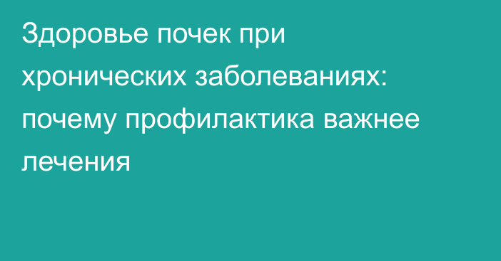 Здоровье почек при хронических заболеваниях: почему профилактика важнее лечения