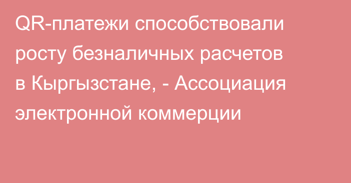QR-платежи способствовали росту безналичных расчетов в Кыргызстане, - Ассоциация электронной коммерции