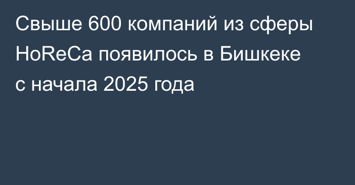 Свыше 600 компаний из сферы HoRеCа появилось в Бишкеке с начала 2025 года