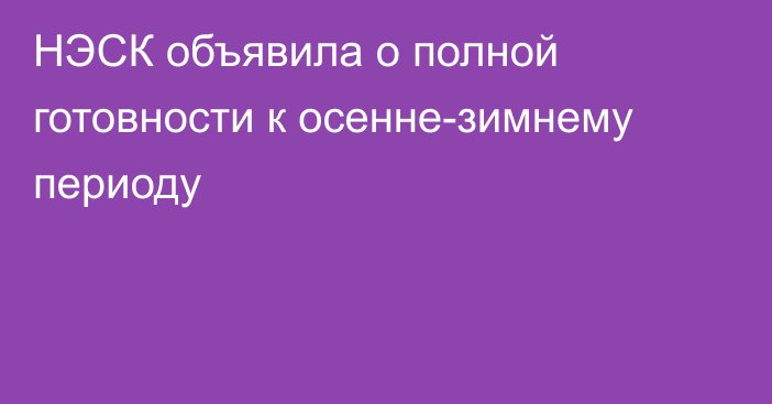 НЭСК объявила о полной готовности к осенне-зимнему периоду
