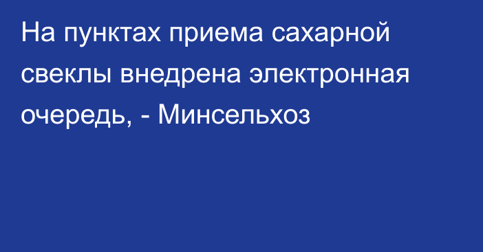 На пунктах приема сахарной свеклы внедрена электронная очередь, - Минсельхоз