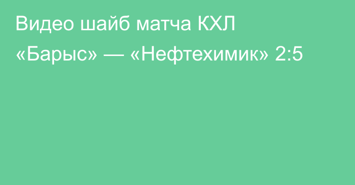 Видео шайб матча КХЛ «Барыс» — «Нефтехимик» 2:5