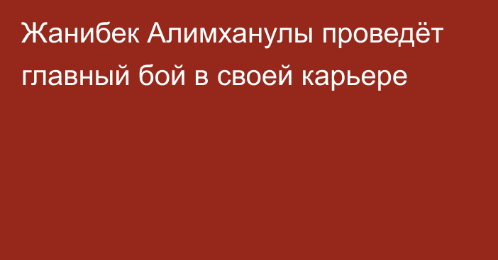 Жанибек Алимханулы проведёт главный бой в своей карьере