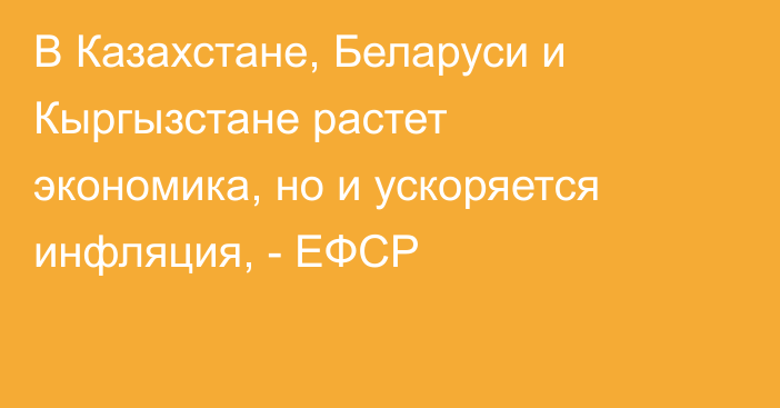 В Казахстане, Беларуси и Кыргызстане растет экономика, но и ускоряется инфляция, - ЕФСР