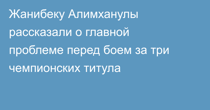 Жанибеку Алимханулы рассказали о главной проблеме перед боем за три чемпионских титула