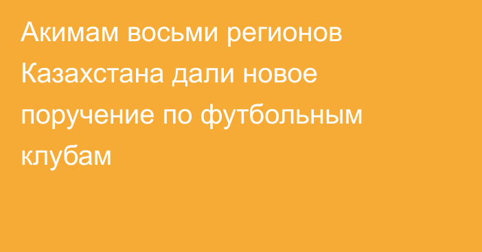 Акимам восьми регионов Казахстана дали новое поручение по футбольным клубам