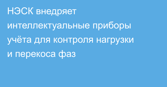 НЭСК внедряет интеллектуальные приборы учёта для контроля нагрузки и перекоса фаз