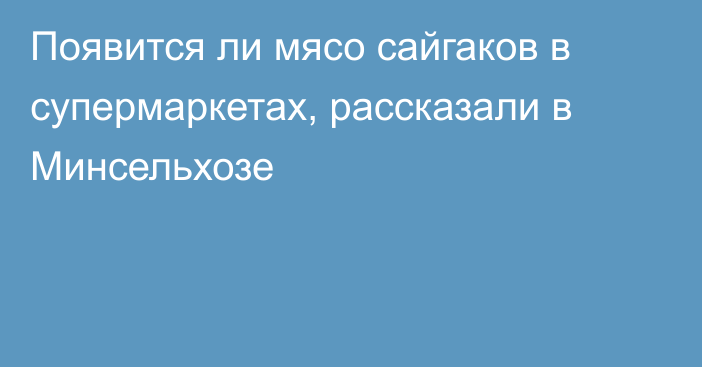 Появится ли мясо сайгаков в супермаркетах, рассказали в Минсельхозе