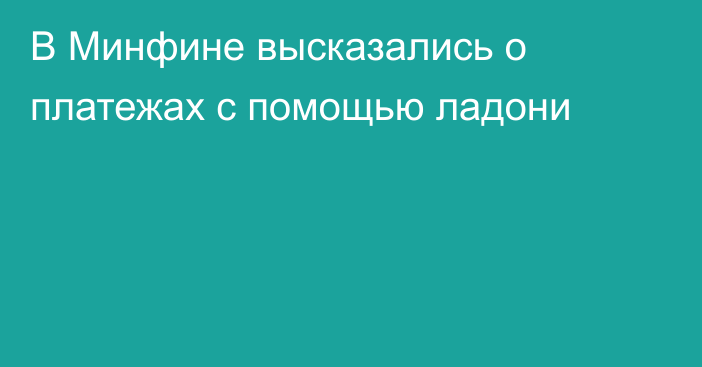 В Минфине высказались о платежах с помощью ладони