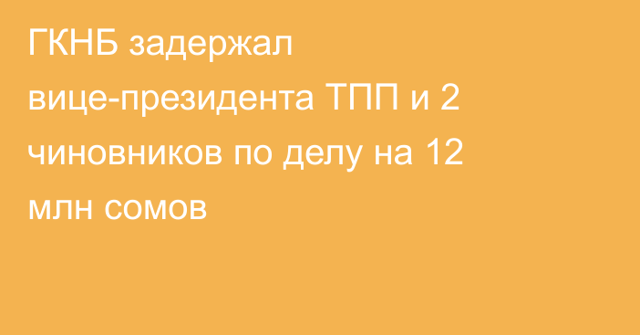 ГКНБ задержал вице-президента ТПП и 2 чиновников по делу на 12 млн сомов